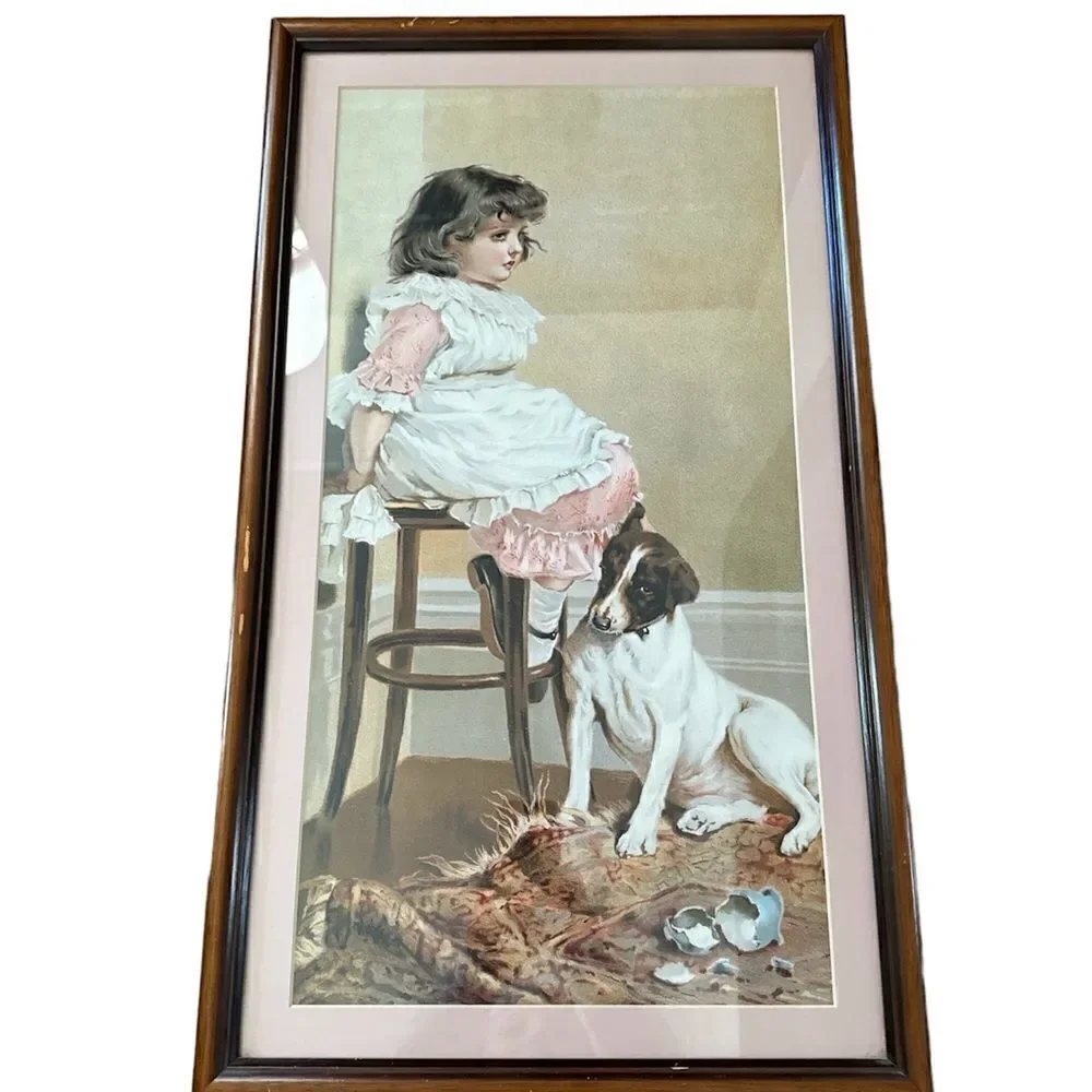 Victorian Lithograph Print Picture frame